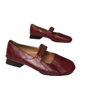 Joan & David Burgundy Leather Mary Jane Slip-Ons flats women size 7.5M